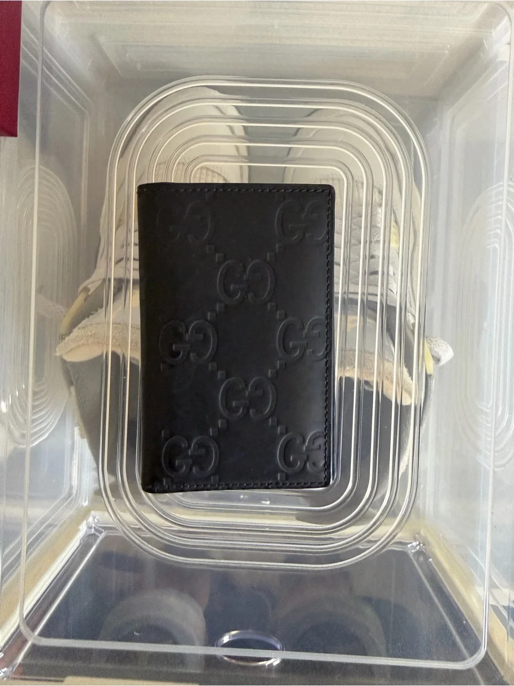 Gucci Black Embossed GG Leather Card & Key Holder